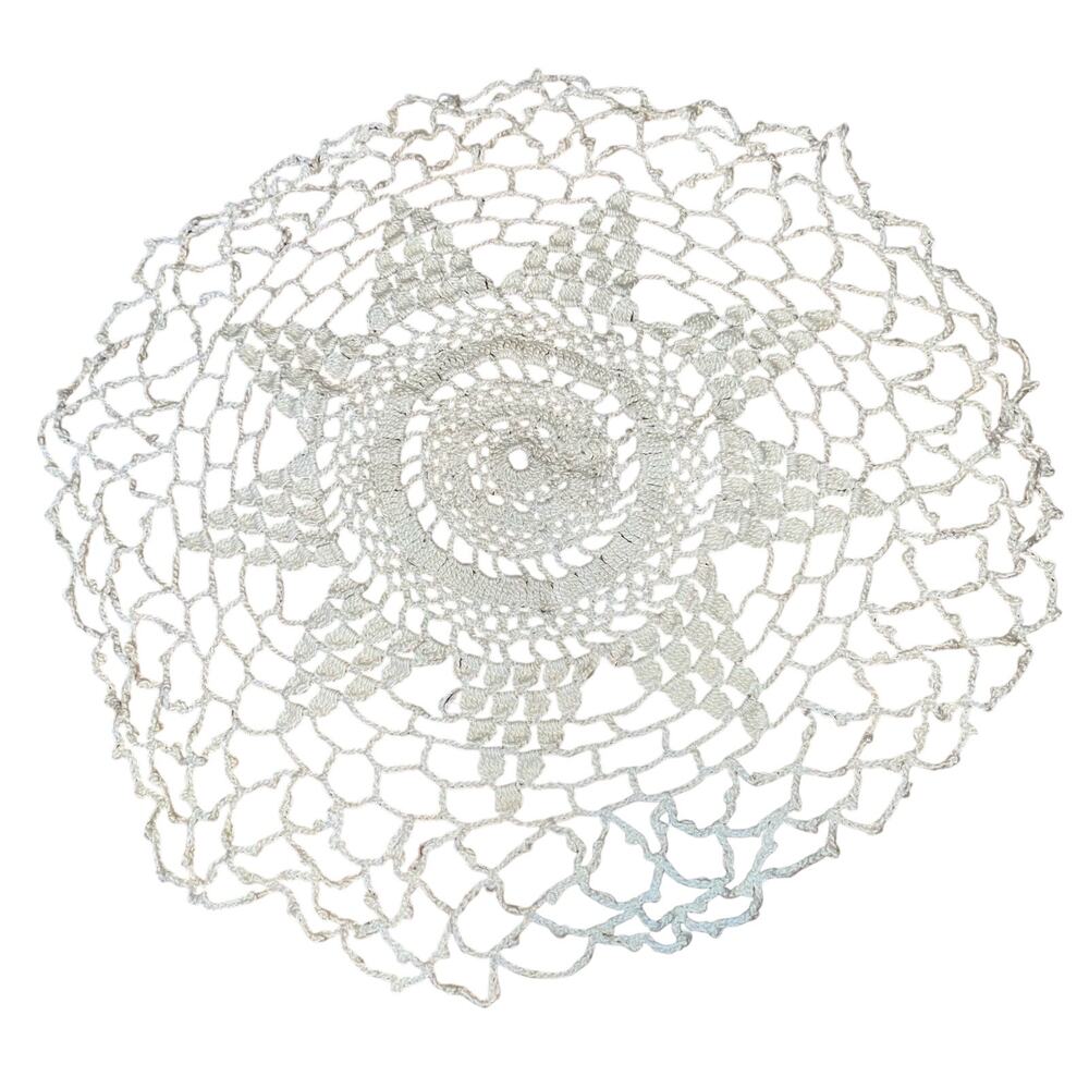Vintage Crochet White Round Doily Handmade Tabletop Home Decor Accent